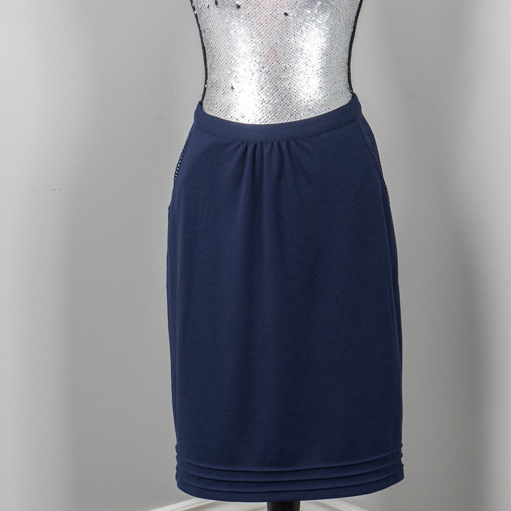 NWOT Navy cotton knit skirt with pockets - sz 8